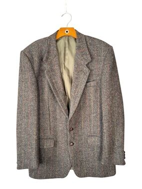 Vintage Harris Tweed Blazer Sport Coat Brown Classic Old Money  42L